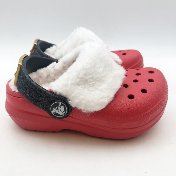 Crocs Unisex Kids Santa Classic Clogs Size 6 Festive Red White Black NWT - Picture 3 of 11